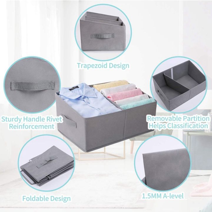 3-pack-storage-boxes-with-compartment-foldable-storage-basket-fabric-storage-organiser-bins-for-clothes-toys-wardrobe