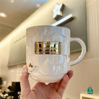 Starbuck แก้วถ้วยถ้วยน้ำเซรามิกน่ารักอาหารเช้าถ้วยกาแฟคู่สีขาวที่มีคุณภาพสูงของขวัญทอง