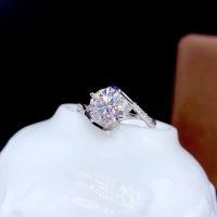 Sterling Silver 925 Mossangdiamond Angel Kiss Ring 1.0Ct-2.0CTD Color VVS1 Class Clarity Luxury Jewelry Wedding Engagement