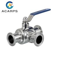 51mm 304 Stainless Steel Sanitary Ball Valve 3 Way 2 Inch  Tri Clamp Ferrule Type For Food Homebrew Diary