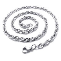 Jewelry, stainless steel Armor chain necklace, silver - width 3mm - length 58cm