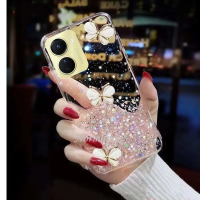 Case สำหรับ VIVO Y16 V25 V25e Y22S Y22 Y35 5G 4G 2022ใหม่แฟชั่น Glitter Starry Sky Shining โปร่งใสปลอก TPU Softcase 3D คริสตัลผีเสื้อสร้อยข้อมือคริสตัลฝาครอบ