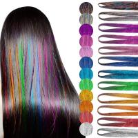 Color Tinsel Hair Glitter Extension Colorful Gold and Pick Dyed Wig