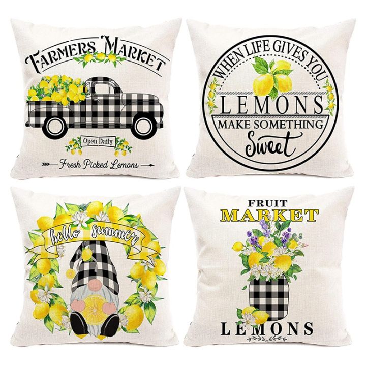 lemon-farmhouse-summer-pillow-covers-18x18-set-of-4-farmhouse-pillows-for-sofa-outdoor-porch-lemon-home-decor