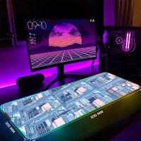 ศิลปะแสงไฟเล่นเกม M Ousepad โต๊ะพรมปูพื้น RGB Gamer Mousepads แผ่นรองเมาส์ LED ลื่นยางแผ่นรองเม้าส์แป้นพิมพ์เสื่อ