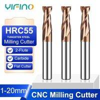 YIFINO HRC55 การเคลือบโลหะผสม 2 ร่องเครื่องตัดมิลลิ่ง Bottsom แบนทังสเตนเหล็กคาร์ไบด์ CNC เครื่องจักรกลเครื่องมือ End Mill