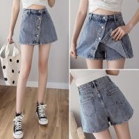 COD ✿✳ imoq55 store Hot spot denim skirt womens anti walking skirt pants summer high waist slim all-around students loose wide leg pants short skirt pants women