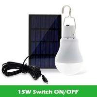 Portable Solar LED Bulb DC5V 15W Spotlight Bulb Solar panels For Outdoor Camping Soft Lighting Lamp For Emergency Lighting