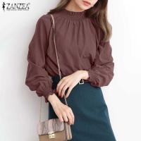 ZANZEA Women Elegant Fashion Full Sleeve Turtleneck Solid Color All-Match Blouse