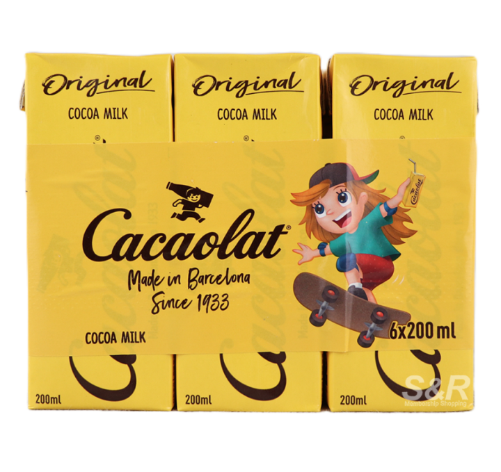 Cacaolat Original Mini Bricks Drink, 200ml set of 6 Chocolate Drinks