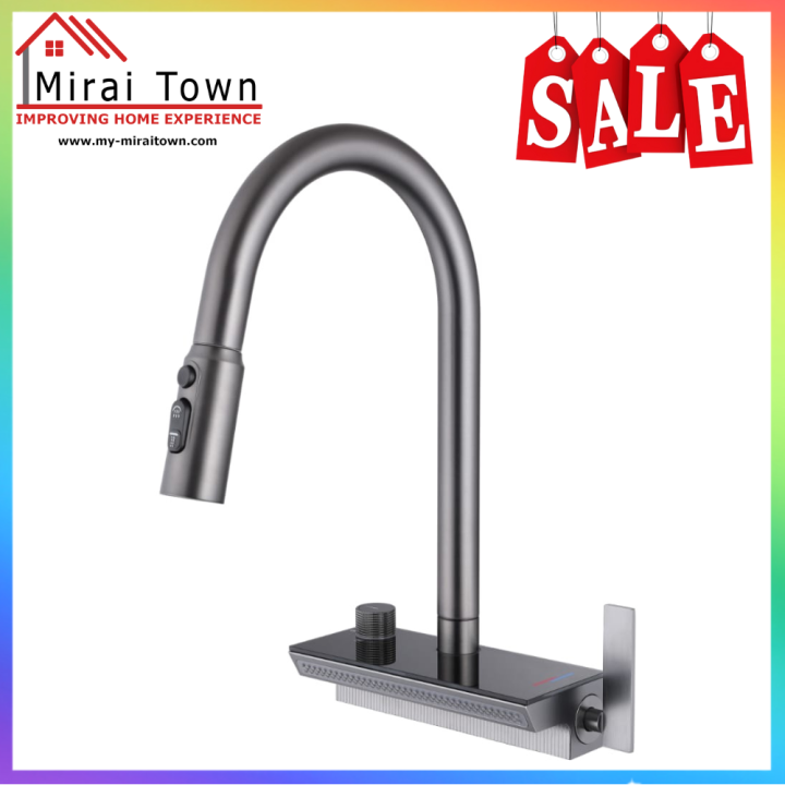 Kitchen Faucet Grey Stainless Steel 304 Kitchen Waterfall Faucet