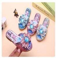 【hot】☁۩  Frozen Children Soft Bottom Outdoor Slippers Cartoon Flat Kids Non Hole Shoes