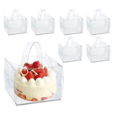 20Pcs 13X13X13cm Clear Cake Boxes with Handles &amp; Cake Boards, forCakes, Desserts, and Cupcakes , Party Cake forWedding