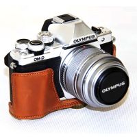 กระเป๋ากล้องหนัง PU สำหรับ Olympus EM10 Mark II EM10 Mark III EM10 III EM10กระเป๋ากล้องหนังอุปกรณ์สวมครอบพร้อมสายคล้องไหล่