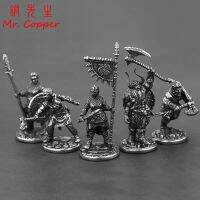 White Copper Viking Pirate Legion Soldiers Model Figures Miniatures Desktop Ornaments Vintage Metal Statue Decoration Toys Gifts