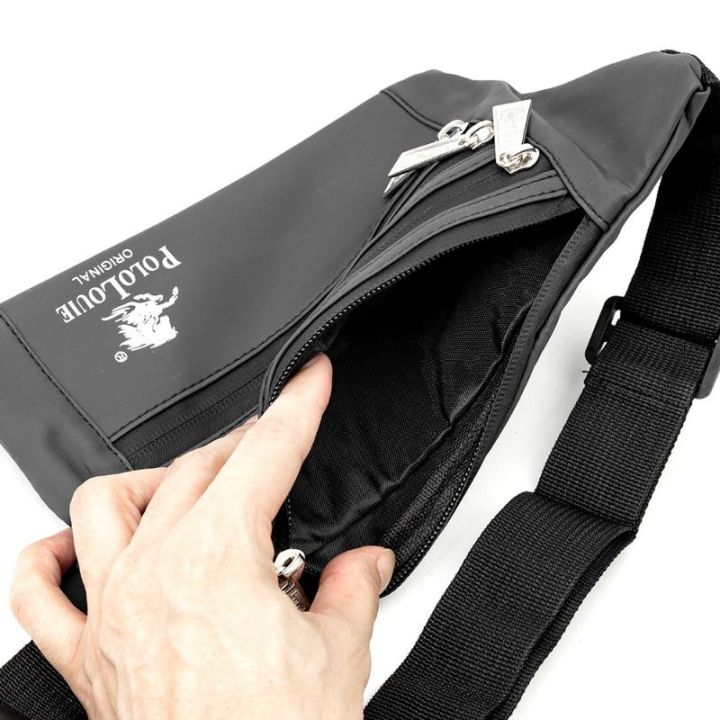 shop-malaysia-original-polo-louie-mens-zipper-waist-bag-waterproof-slim-travel-crossbody-chest-pouch-bag