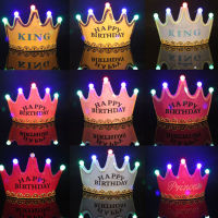 20pcs Children Happy Birthday Hat LED Flashing Crown Toy Headdress Baby Girl Boy Party Luminous Gift Ramadan Decoration 2022