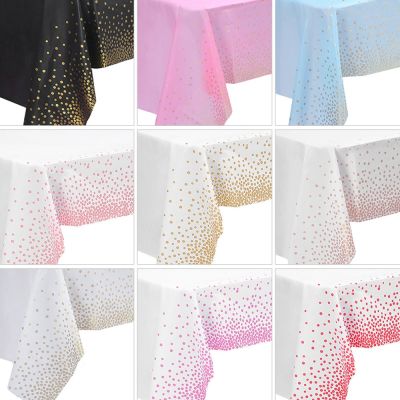 Bronzing Black Tablecloth Dots Disposable Table Cover Birthday Wedding Gold Silver Banquet Waterproof Oil-Proof Party Decoration