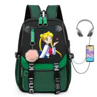 【jw】❒☬✧ Bolsa escolar de estudante para homens e mulheres mochila explosiva Moon zíper casual viagem jovem