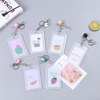 1Pcs Plastic Cute Cartoon Card Cover with Keyring Chain Fashion Card Bag Bank Credit Card Holder Student ID Bus Card Pass Holder