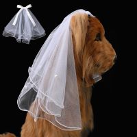 Pet Wedding Veil Cat Dog Bridal Flower Headdress Dog Weddings Parties Hair Accessories for Small Medium Large Dog