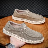 Men Plus Size Casual Denim Canvas Shoes Flat Vulcanize Shoes Fashion British Designer Breathable Light Men Sneakers Loafers