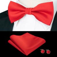 EASTEPIC Men 39;s Bow Tie Sets Including Cufflinks and Handkerchieves Classic Black Twill Accessories for Men in Business Suits