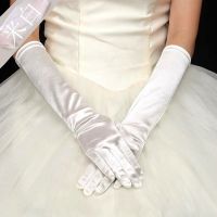 ❖⊙ Stretch Satin Full Finger Long Gloves Classic Adult Black White Opera/Elbow/Wrist Women Bridal Wedding Gloves Matching Costume