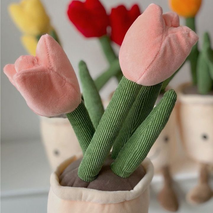 candy-style-ตุ๊กตาดอกทิวลิปจําลองสําหรับตกแต่งบ้าน-simulation-flower-doll-tulip-bouquet-plush-toy-dolls-gift