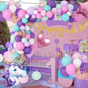 Large Unicorn Birthday Decorations For Girls 115pcs Balloons Happy