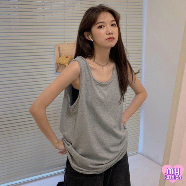 myf-มาใหม่-เสื้อกล้ามโอเวอร์ไซส์-ทรงแขนกว้าง-3-สีพื้น-ไซส์เดียว