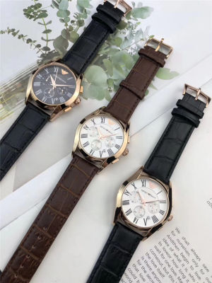 [พร้อมสต็อก] คุณภาพสูงนาฬิกาสำหรับผู้ชาย Original Armanis ผู้ชายนาฬิกาควอตซ์ธุรกิจแฟชั่นลำลองผู้ชายเต็มรูปแบบนาฬิกาสายหนังคลาสสิกสามเข็มเข็มเข็มสีทอง