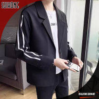 Suikone เบลเซอร์ผ่อนคลายเบลเซอร์ผู้ชายเสื้อแจ็คเก็ตเข้ารูปพอดีกระดุมแถวเดียวแฟชั่น