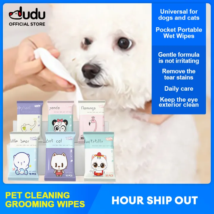 DUDU Pet 10Pcs Eye Wet Wipes Dog Cleaning Paper Towels Tear Stain