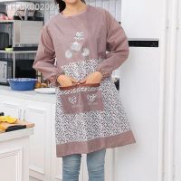 ☄✳ﺴ Fashion Women Kitchen Apron Long Sleeve Apron Cooking Baking Restaurant Workwear Waterproof Household Cleaning Tools BBQ Bib