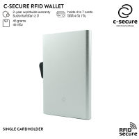 C-SECURE [พร้อมส่ง] เคสใส่บัตร กระเป๋าใส่บัตร กระเป๋าสตางค์ กระเป๋าใส่การ์ด RFID - สีเงิน