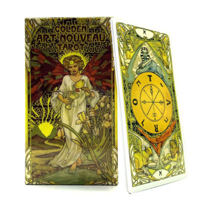 ไพ่ทาโรต์ Art Nouveau สีทองพร้อมคู่มือหนังสือยกชุดทำนายลึกลับสำหรับผู้เริ่มต้นฉบับภาษาอังกฤษเต็มรูปแบบที่น่าสนใจ
