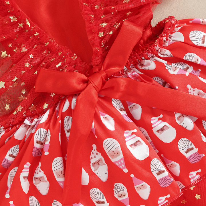 ชุด-tulle-พิมพ์ลายลูกสาวหวานชุดเจ้าหญิงแขนบินซานตาคลอสดาว