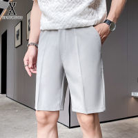YIPINYOUYOU丨กางเกงขายาวหลวมขากว้างลำลองของผู้ชายคร็อปแพนท์ผ้าสูทสั้นของผู้ชาย