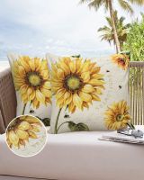 Vintage Flower Sunflower Bee Waterproof Pillowcase Sofa Cushion Case Home Decor Bed Pillow Cover Car Cushion Cover