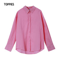 Toppies 2021 Women 100 Cotton Shirts Office Lady Long Sleeve Blouse Single Breasted Chic Chemise Tops