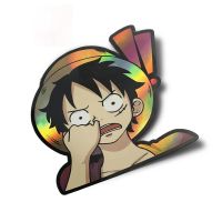 Personality Cartoon Luffy Peeker Car Sticker Vinyl Graffiti Peeking Japan Anime No Reflective Decal Cover Scratches Waterproof