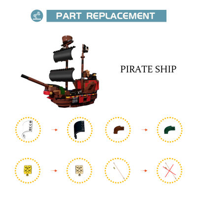477pcs Pirate Ship Building Block Kit Additional Boat for MOC 31109 Vessel Craft Brick Model DIY Kids Brain Puzzle Toy Gift
