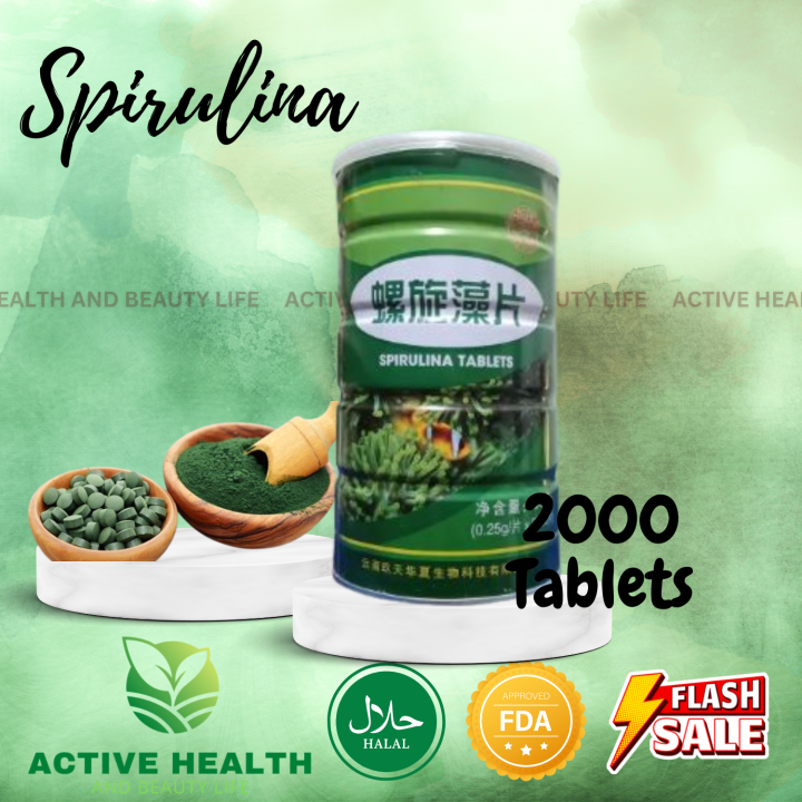 Spirulina Tablets (1 Can) (2000 Tablets) FDA Approved Lazada PH