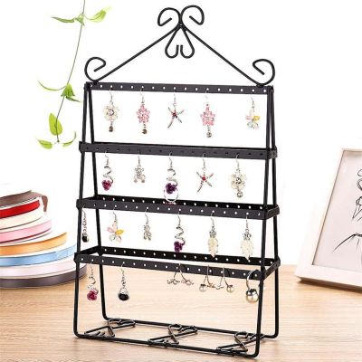 4 Layer 112 Holes Hold Up To 56 Pairs Stud Earring Double-side Earring Holder Stand Women Jewelry Display Stand Rack Shelf Metal