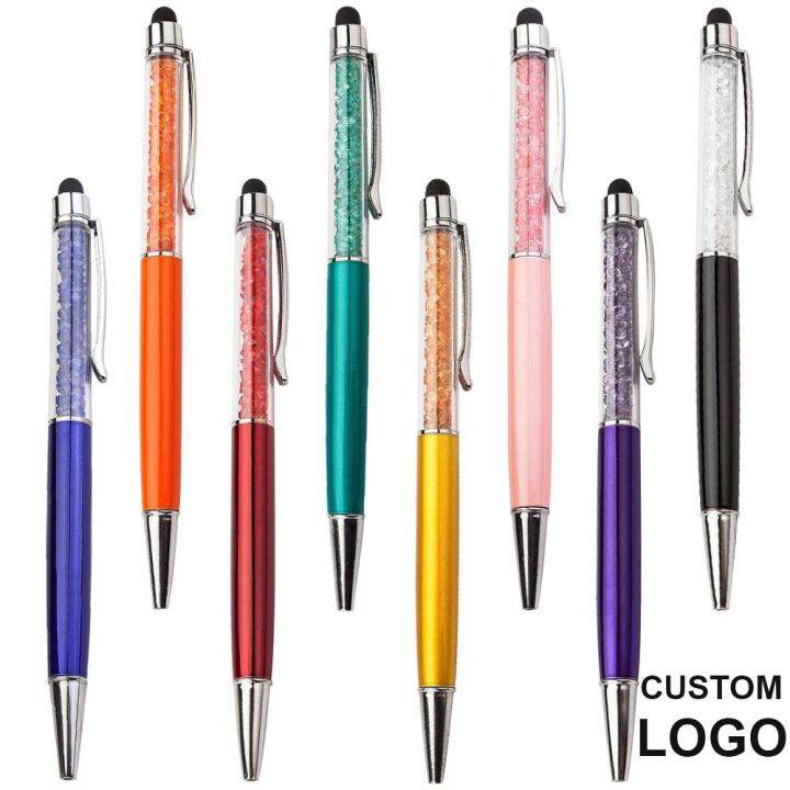 50pcs-lot-customized-crystal-ballpoint-pen-creative-stylus-touch-pen-26-colors-writing-ballpen-stationery-office-school-supplies-pens