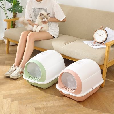 【YF】 Fully Enclosed Large Cat Litter Box with Door Pet Toilet Splash-Proof Deodorant Cleaning Supplies