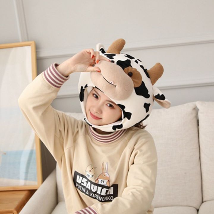 funny-milk-cow-head-plush-hat-pillow-spot-print-cartoon-animal-stuffed-toy-headgear-cosplay-party-photo-props