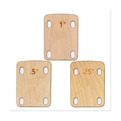 3 Piece Solid Maple Wood Guitar Neck Shim Wood Color Protection 0.25, 0.5 and 1 Degree Guitar Neck Plate Tool
