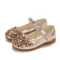 ♨ Girls Shoes With Rhinestone Fashion Princess Sweet Antiskid Soft Childrens Flats Kids Glitter Party Shoes